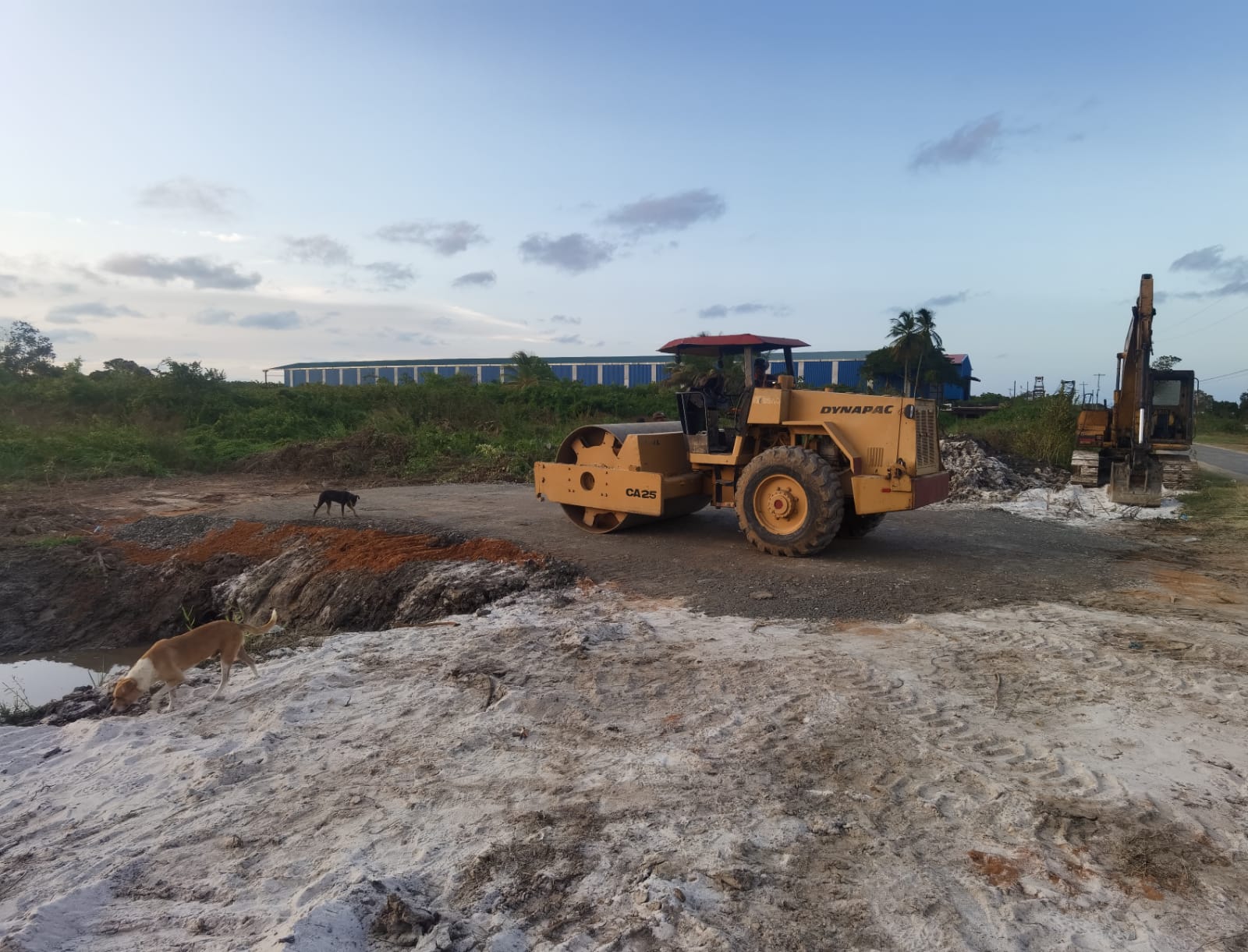 Excavator & Roller